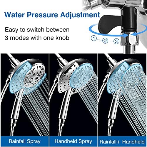 INAVAMZ 2 in 1 Shower Head with Handheld Combo High Pressure Silver 1.8 GPM - Image 4