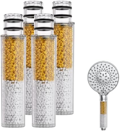 SR SUN RISE Shower Filter for Handheld Shower Head, NSF Certified 4 Pack Replacement Filters for Hard Water Remove Chlorine and Harmful Substances Only Fits SR SUN RISE Shower Head by SRSUNRISE