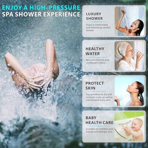 Voolan 20 Stage Filtered Shower Head - High Pressure Rain Shower Filter for Hard Water for Remove Chlorine and Harmful Substances - 8 Spray Settings Bathroom Rainfall Showerhead (6 Inch, Chrome) - Image 6