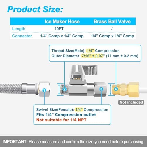 Refrigerator Water Line Kit - 15 FT Tubing with Valve for Ice Maker/Fridge - Image 3