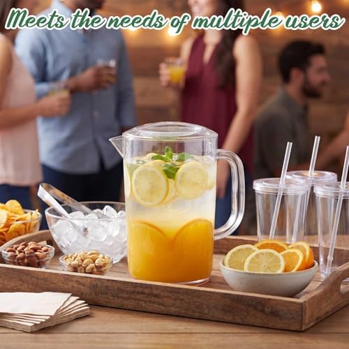 Tessco 12 Pcs Plastic Pitchers 60 Oz Clear Water Beer Jug Large,Fashion - Image 4