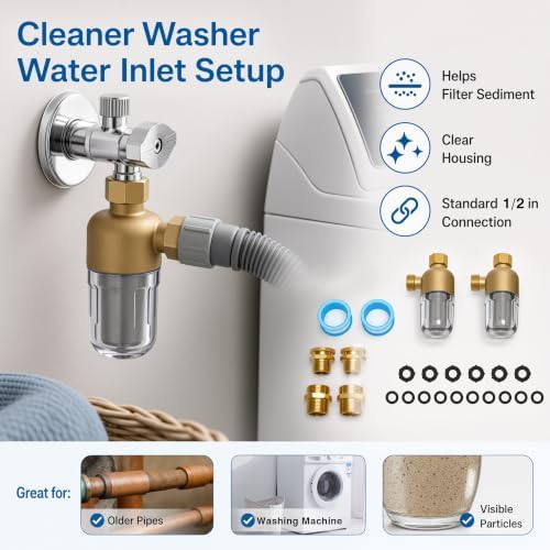 2 Pack Washing Machine Water Filter 50 Micron Brass Inline Filter - Image 3