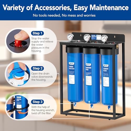 WF3-02 3-Stage Free-Standing Whole House Water Filtration System, Reduces Heavy Metals (Lead, Mercury, Arsenic, Cadmium, Chromium), Chlorine, Sediment, Odor, and VOC’s - Image 7