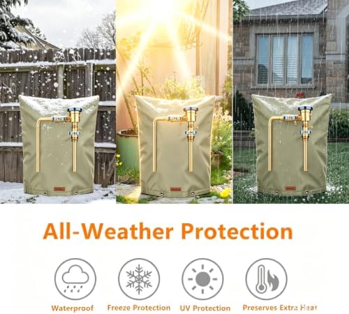 Backflow Preventer Cover Insulated Pouch,Outdoor Pipe Insulation Cover,Winter Freeze Protection Water Well Pump Covers Sprinkler Valve Cover Insulated (Kahki, 36''W x 30''H) - Image 4