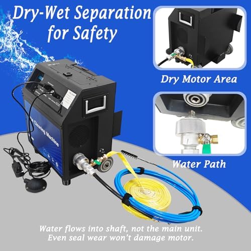 220V Condenser Pipeline Cleaning Machine with 110V Transformer, 550W Tube Cleaner with 24.9-Foot Flexible Shaft, 0–1400 RPM, Dry-Wet Separation for 0.5–0.7-inch HVAC Heat Exchanger Pipes - Image 2