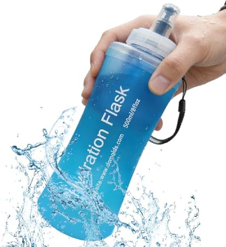 AXEN Collapsible Water Bottle with Filter for Hiking Travel, 500ml Blue by AXEN