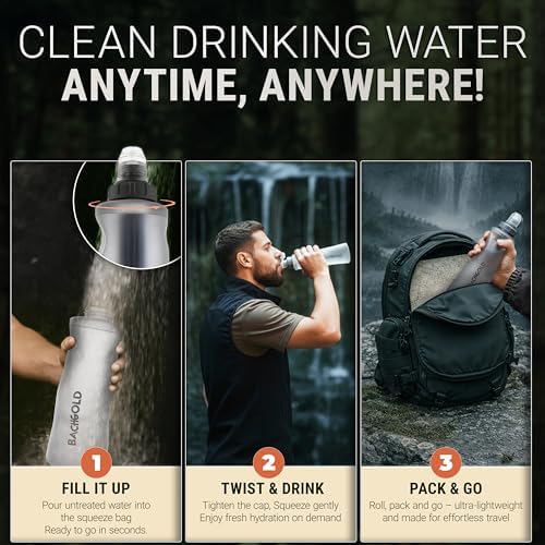 Bachgold Squeeze Filtered Water Bottle, Collapsible Portable Camping Filter - Image 6