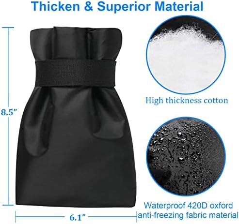 Outdoor Faucet Covers for Winter Freeze Protection, Upgraded Thicken 8.5" H x 6.1" W Outside Garden Faucet Socks for Winter Waterproof Reusable Hose Bibs Insulated Spigot Cover, 2 Pack Black - Image 3