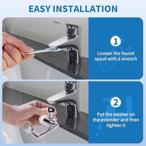 Filtered Faucet Aerator 1080° Rotating Faucet Extender Aerator,Bathroom Sink Filter Faucet Extender for Bathroom Sink,Universal Splash Sink Filter Water Faucet For Skin/Eye/Face - Image 3