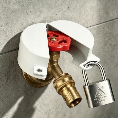 Outdoor Faucet Lock, Suitable for Garden faucets, Hose connectors and Water Pipes, preventing Outdoor Water Theft and Unauthorized use (White) by TEMEILI