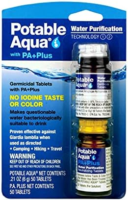 Potable Aqua Water Purification Tablets Two 50ct Bottles and Repel 100 Insect Repellent Pump Spray 4-Fluid Ounces 10-Hour Protection - Image 2
