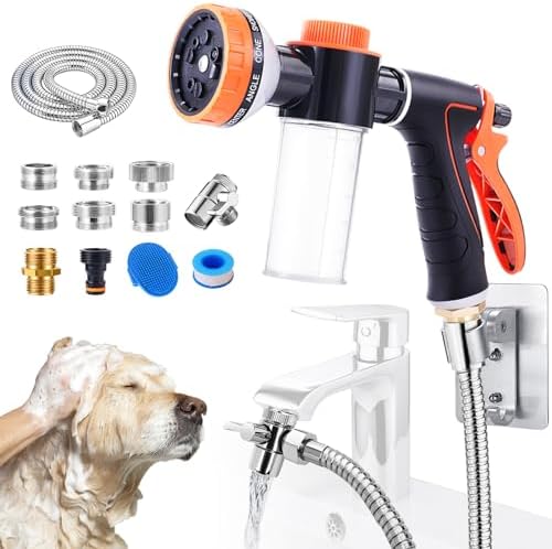 Dog Hose Attachment for Bathtub, Dog Shower Attachment Sink Sprayer Kit by AYBBSHOW