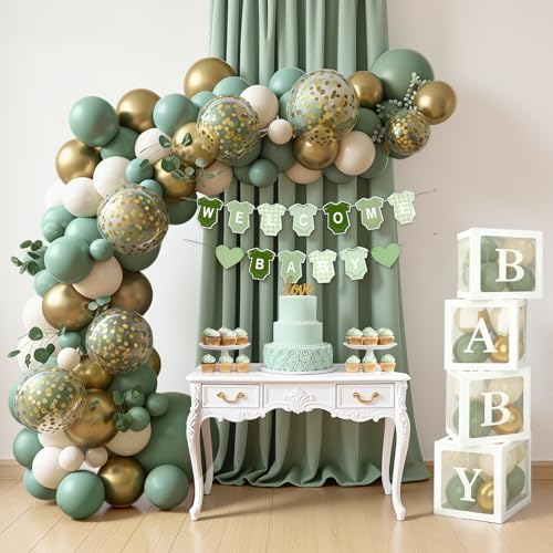 Sage Green Baby Shower Decorations 114 PCS by Unknown