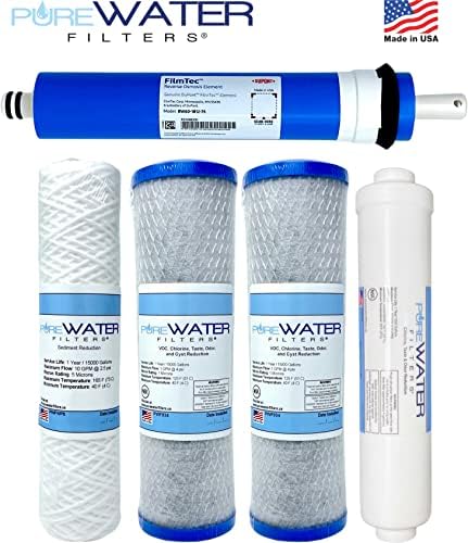MADE IN USA - Reverse Osmosis 75 GPD Water Filter Replacement Set - Includes RO Membrane, 2 Carbon Block Filters, Sediment Filter, and GAC Cartridge - Image 2
