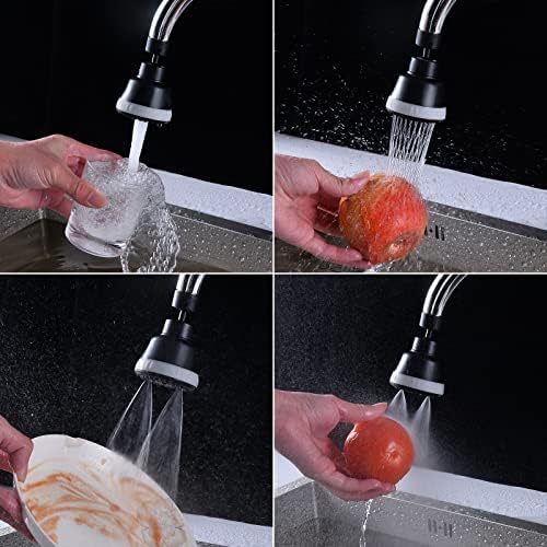 4 Spray Modes Faucet Aerator,360 Degree Faucet Sprayer Attachment,Big Angle Kitchen Faucet Aerator,Swivel Faucet Extender,Sink Sprayer Attachment for faucet,55/64 inch Female Thread (Black) - Image 4