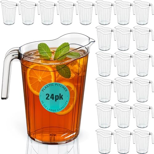 DecorRack 24 Pack 75 oz Polycarbonate Pitchers, Beverage Dispenser by DecorRack