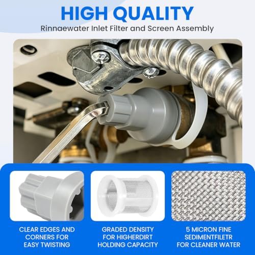 H98-510-S Tankless Water Heater Filter Kit for Rinnai Tankless Water Heater (2 Tankless Water Heater Inlet Screen Assemblies+1 Filter Removal Tool, 2 Removal Wrenches ） - Image 5