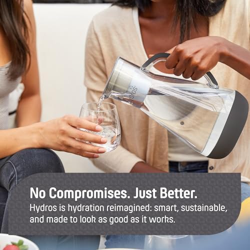 Hydros 64 Ounce Water Filter Pitcher with Patented Fast Flo Tech, 60 Second Quick Fill-Up and BPA-Free Recyclable Filter, Eight Cup Capacity, Grey - Image 6