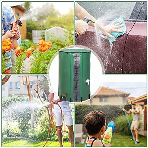 Outvita 100 Gallon Collapsible Rain Barrel with Volume Mark, Rainwater Collection System, Portable Foldable Garden Water Storage Tank, Water Container with Filter Overflow Kit Faucet Green - Image 6