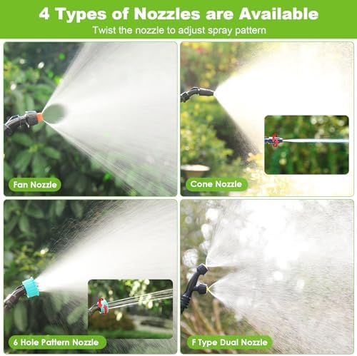 Battery Powered Sprayer Wand, 32 Inch Garden Sprayer Telescopic Wand with 3 Adjustable Speeds, Battery Indicator, 26.2 FT Hose, 7.4V Rechargeable Water Sprayer Wand with 4 Adjustable Nozzles & Filter - Image 6