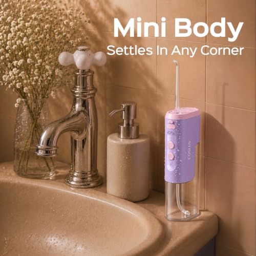 COSLUS T40 Mini Water Flosser for Travel, Portable Compact Design, Purple - Image 6