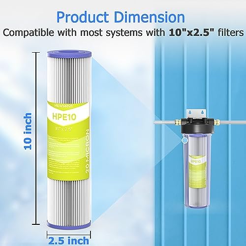 20 Micron Whole House Water Filter Cartridge, 10" x 2.5", 4-Pack - Image 4