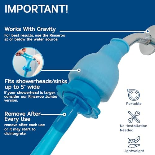 Rinseroo Bundle | Slip-On, No-Install Shower Hose (6 Foot) and Replacement Hose Connectors (3 pack) for Shower Cleaning, Babies, and Hair - Fits Showerheads/Sinks up to 4" - Image 3