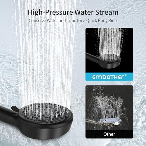 Filtered Shower Head with Handheld, 9 Spray Mode High Pressure Shower Head with 4 Filters, Hard Water Filter Showerhead - Remove Chlorine, Matte Black - Image 5