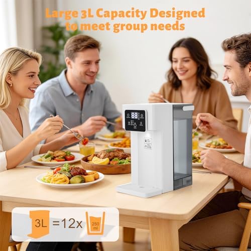 1500W Instant Hot Water Dispenser, 3L/0.79gal Instant Hot Water Dispenser Filter, Desktop Electric Water Dispenser w/Smart Touch Screen&Child Lock for Office, Bedroom, Kitchen, ALW-HT18, White - Image 5