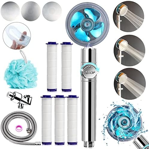 Upgraded High Pressure Vortex Propeller Handheld Shower Head Kit with Spare Accessories, 3 Spray Panels for Multiple Shower Modes by Besititli