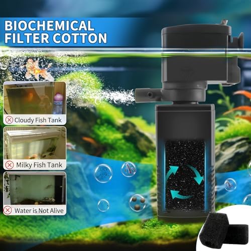 coospider-repta Fish Tank Filter for 15-40 Gallon Tank, 160 GPH Crystal Clear Powerful Internal Aquarium Filters Submersible Pump& Filter System for Fish Tank & Turtle Tank - Image 3