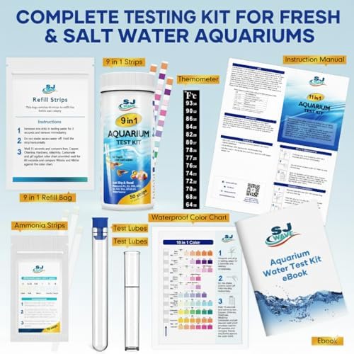 11 in 1 - Aquarium Test Strips | 950 Tests - 150 Strips | Fish Tank Aquariums Water Test Kit & ebook | Aquarium Thermometer | Fish Tank Water Testing Kit Includes 50 Ammonia Strips | Versatile Usage - Image 2