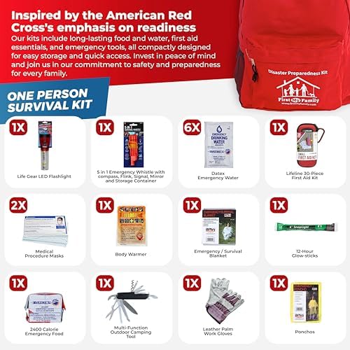 First My Family All-in-One Premium 1-Person, 72-Hour Bug Out Bag for Earthquakes, floods, tsunamis and Other Emergencies and disasters. Be Safe, be Prepared. - Image 6