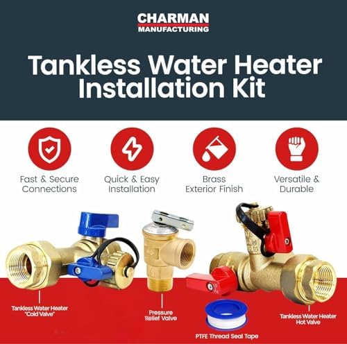 CMI Inc - 3/4 Inch Tankless Water Heater Isolation Service Valve with Pressure Relief Valve – Female to Female Connection – Flush Kit for Gas & Electric Models, PEX Core - Image 2