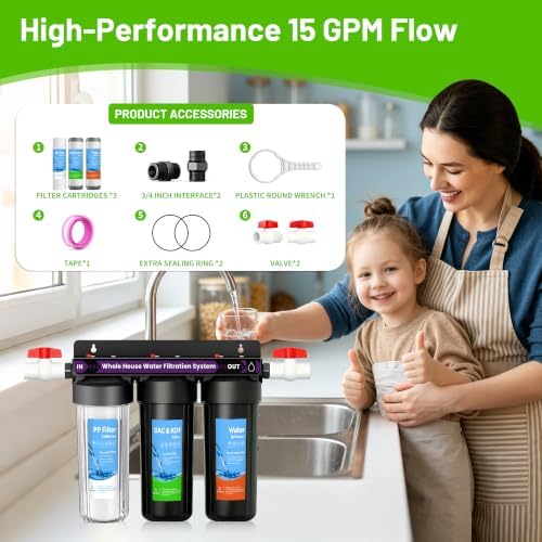 3 Stage Whole House Water Filter System with 3 Sets of Filters, 10"x2.5" - Image 5