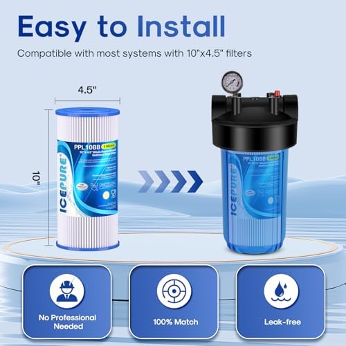 ICEPURE 5 Micron 10" x 4.5" Whole House Sediment Pleated Water Filter 1Pack - Image 2