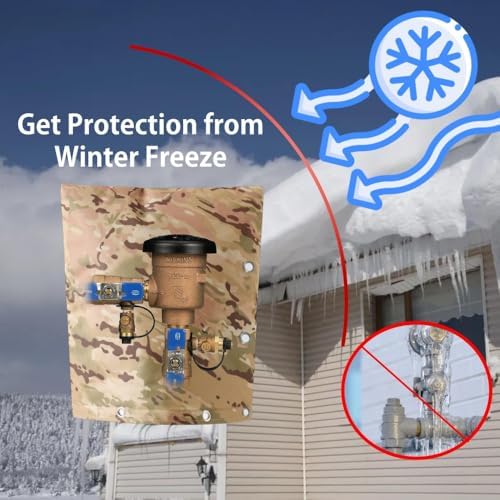 King Mills 5 Layer Sprinkler Covers for Outside, L-Shaped Opening Back Flow Covers for Winter Freeze and Intense Sun Protection. Outdoor Pipe Insulation Cover.[Sand Camo] 20x24in - Image 2