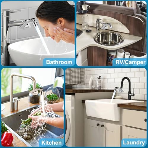 1440º Sink Water Filter Faucet Extender Telescopic, Splash-proof Sink Faucet Extender with Filter, Reduce 99% Chlorine, 2 Modes Spray Attachment for Kitchen/Bathroom/Toddlers, 8Pcs Replacement Filter - Image 7