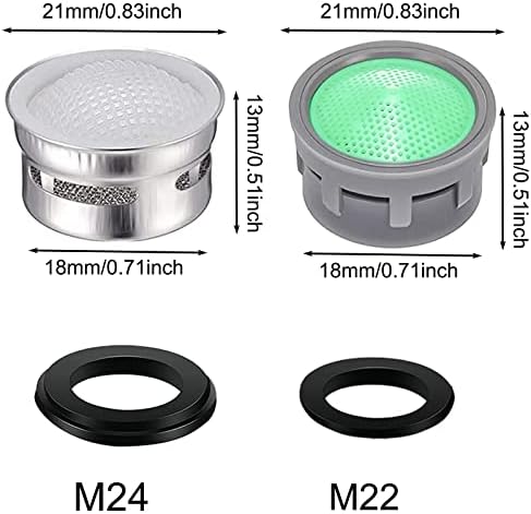 20 Sets of Faucet Aerators with Gaskets 2.2 GPM Plug-in Restrictor Replacement Parts for Bathroom or Kitchen Plug-in Aerators (stainless Steel and Green) - Image 2