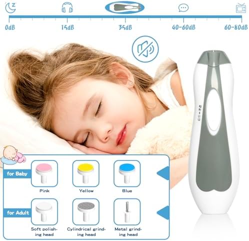 Baby Healthcare and Grooming Kit, 21pcs Baby Electric Nail Trimmer Set Newborn Nursery Health Care Set for Newborn Infant Toddlers Baby Boys Girls Kids Haircut Tools (21 Kits Grey White) - Image 2