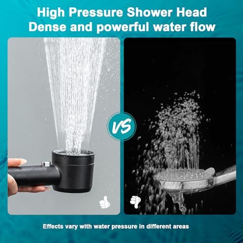 Shower Head with Handheld, High Pressure Shower Head with Pause Switch 4 Spray Modes Filter Showerhead with 79 in Hose, Adhesive Wall Mount, Bracket and Replace Filter (black) - Image 6