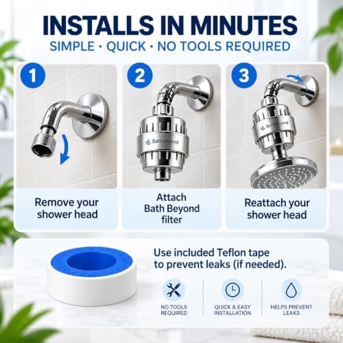 Shower Filter Vitamin C 15 Stage High Output Water Filter With cartridge for Hard Water - Shower Head Filter Removes Chlorine Fluoride and Improves The Condition of Your Skin, Hair - Image 7