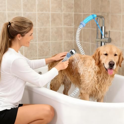 Slip-On Dog Shower Attachment for Bathtub Faucet, Ear-Tab Zip-Tie Connector, Handheld Sprayer Head, 5 ft Hose, Fits Spouts up to 3 in - Image 6
