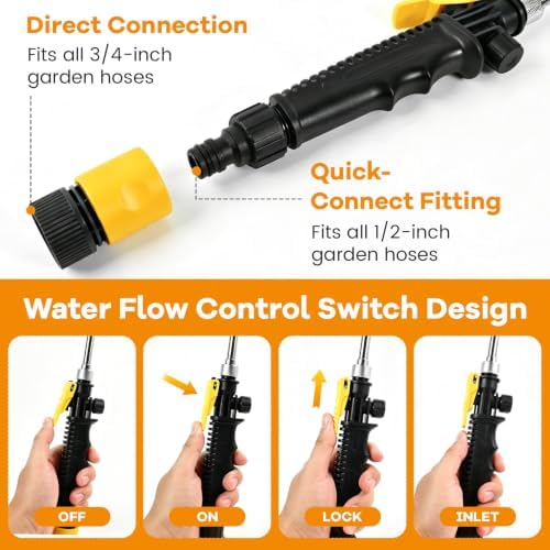 RV Water Heater Tank Rinser,Metal Flush Wand,Nozzle,1/2-3/4 Adapter - Image 3