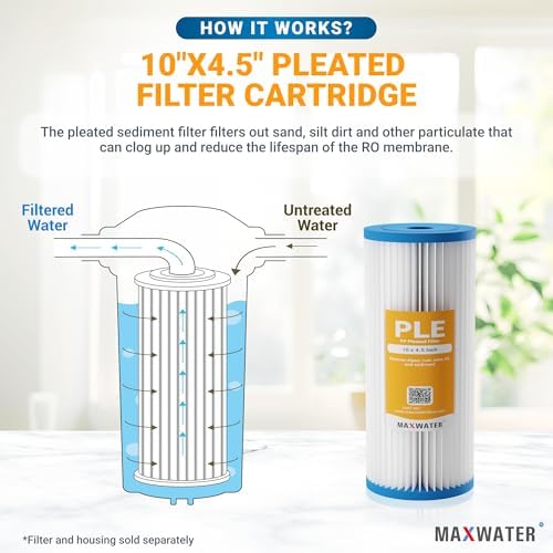 Max Water 50 Micron 10 x 4.5 Pleated Sediment Water Filter, Washable Replacement Cartridge for 10" BB Whole House Systems Compatible with R50-BBSA, FXHSC, WFHDC3001, W50PEHD, GXWH40L (12 Pack) - Image 4