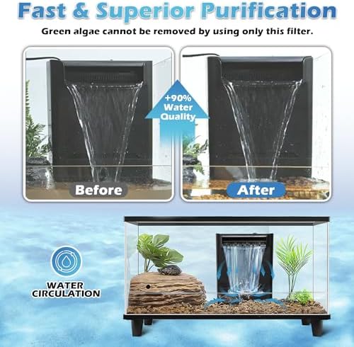 IX-120 Turtle Tank Filter Aquarium Filter Power Adjustable 30-55 Gal. 290GPH Large Internal Filter 3-Stage Waterfall Bio-Filtration Low Water Level for Freshwater Saltwater Fish Tank Reptile Shrimp Frog - Image 3