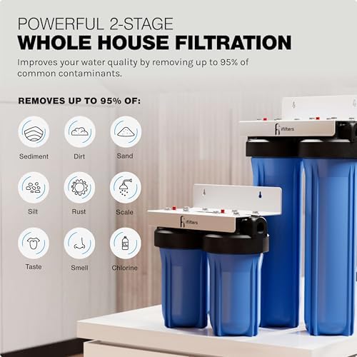 iFilters Whole House Filtration System Complete Dual Stage Sediment Chlorine Taste Odor VOC's, 1" Ports, Multicolor - Image 4