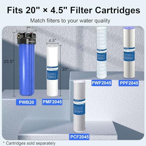 PWB20 Whole House Water Filter Housing Blue Fits 20” x 4.5” Big Filters - Image 2