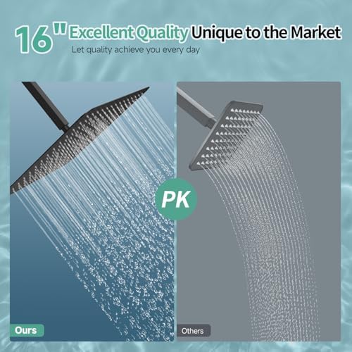 SR SUN RISE Luxury 16 Inch Extra Large Square Stainless Steel Shower Head High Pressure Rainfall Showerhead Ultra Thin Water Saving Matte Black 2.5 Gpm - Image 2