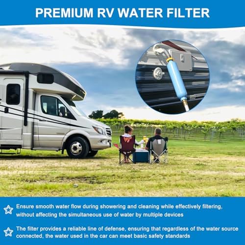 RV Inline Water Filter with 2 Flexible Hose Protectors, 20-Micron Advanced GAC & KDF Filtration Reduces Bad Taste, Odor, Chlorine, Sediment for RVs Campers Marines - Image 4